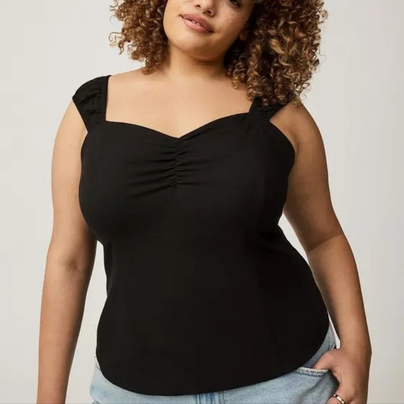 Torrid Black Challis Smocked Bustier Tank Top Size Large (0X) NWT - Picture 1 of 5